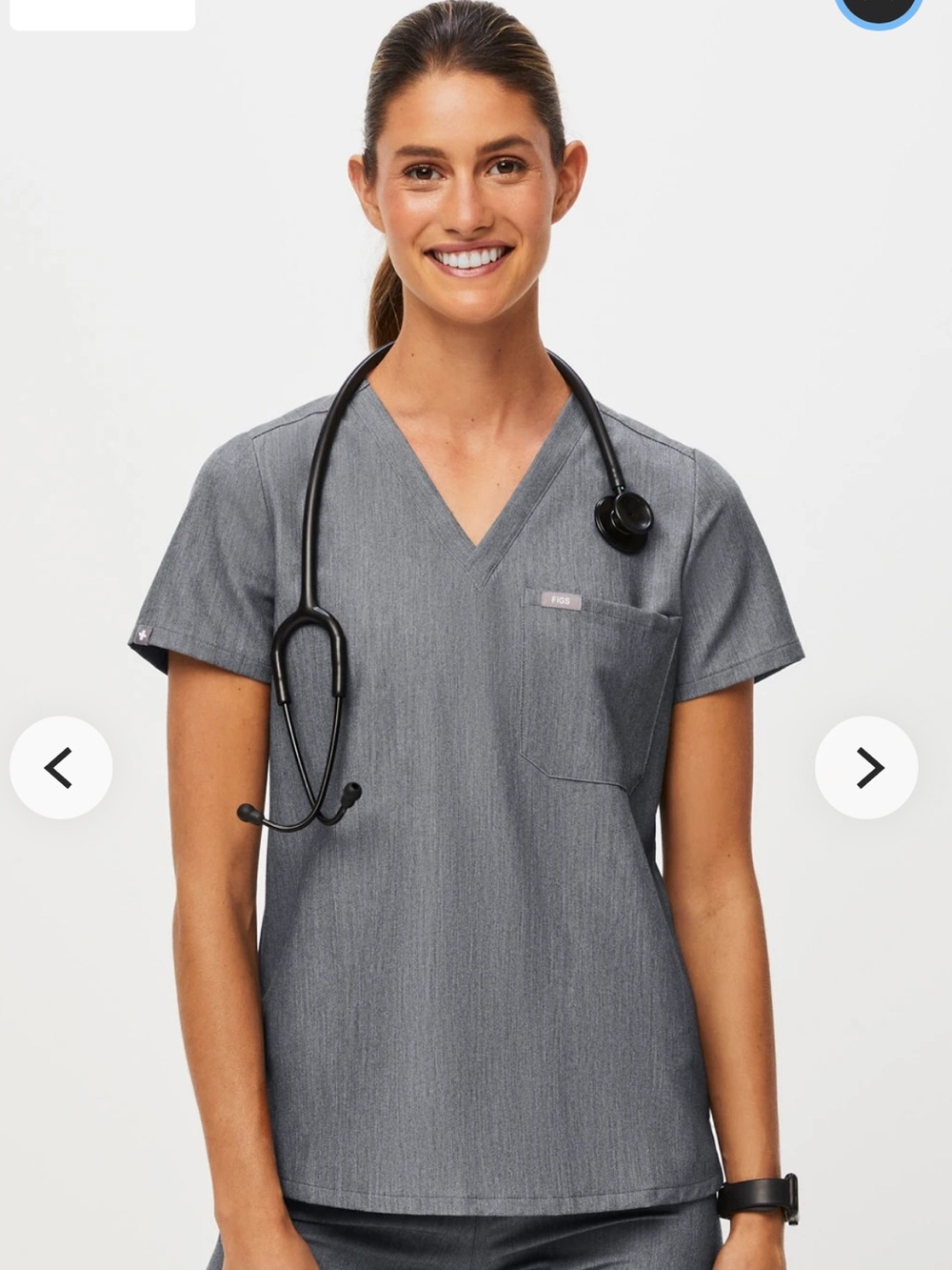 Figs Women’s Catarina One Pocket Scrub Top Size Large NWT Graphite color